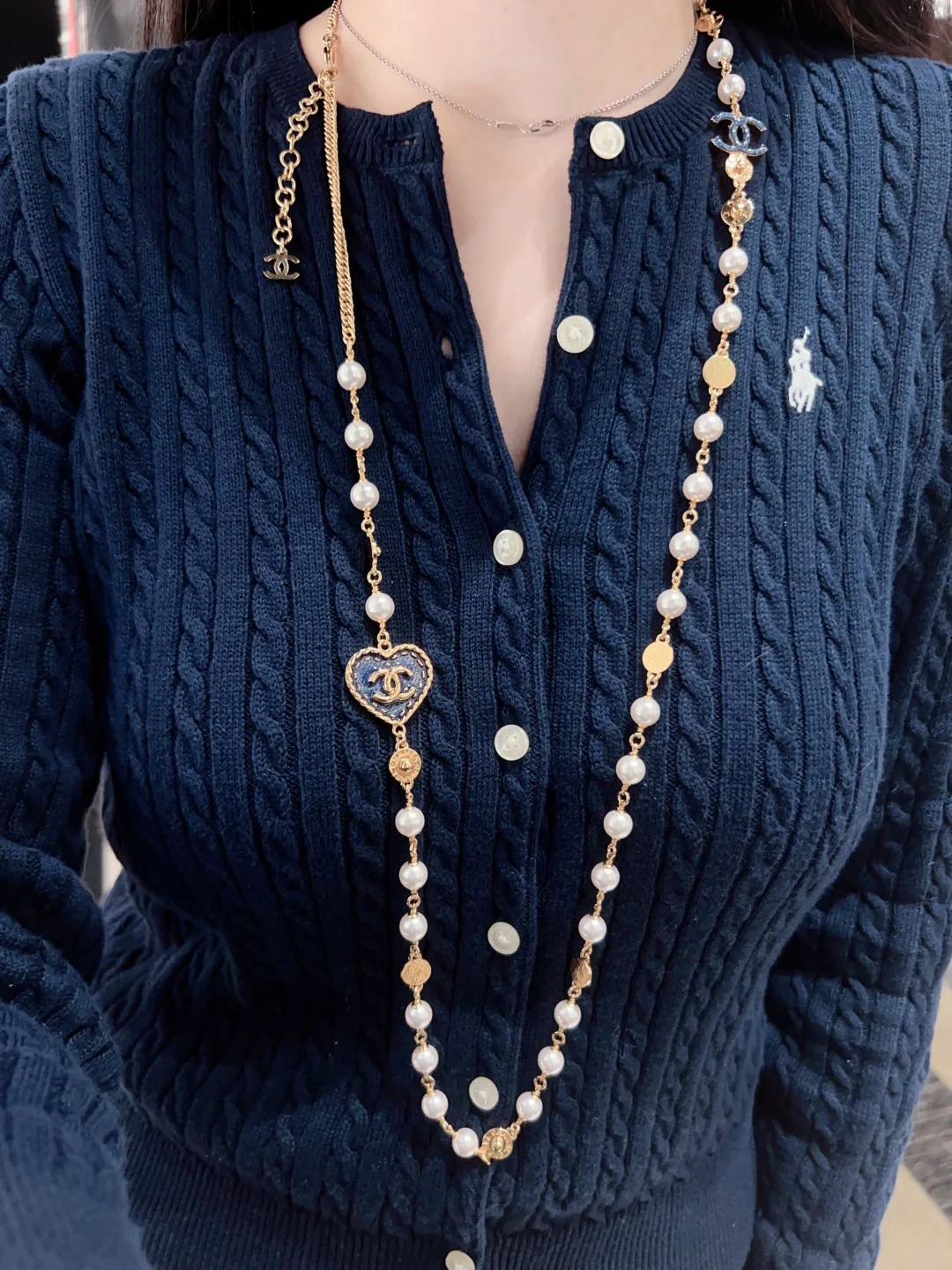 CCL331 24P Cowboy Jeans Heart CC sweater necklace CC long chain - ccjewelryacc