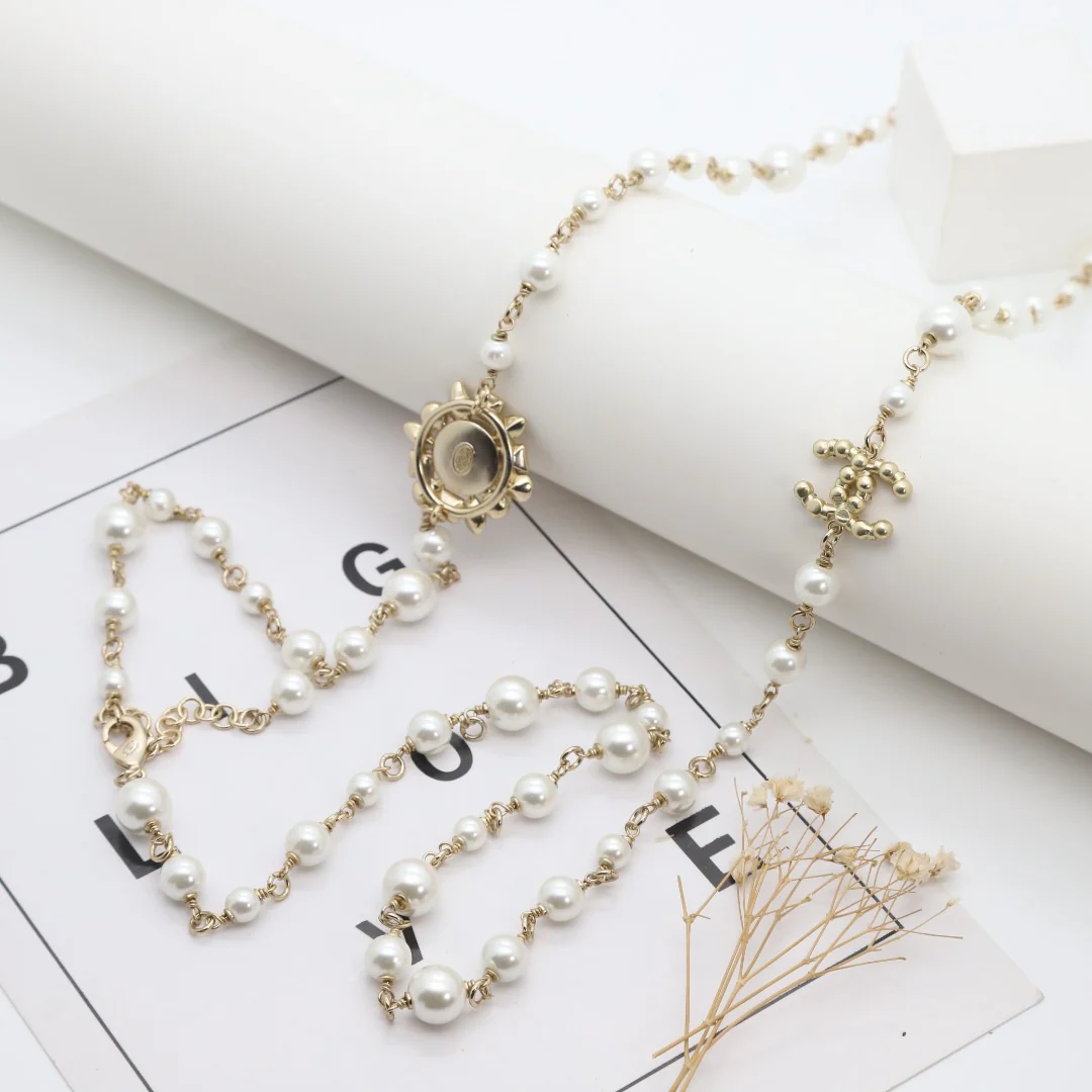 CCL036 High Quality Luxury Designer Pearl Sweater Chain - ccjewelryacc