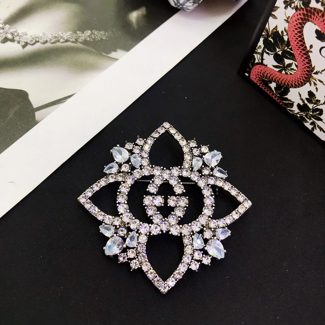 GGB038 Swarovski crystal GG brooch pin - ccjewelryacc
