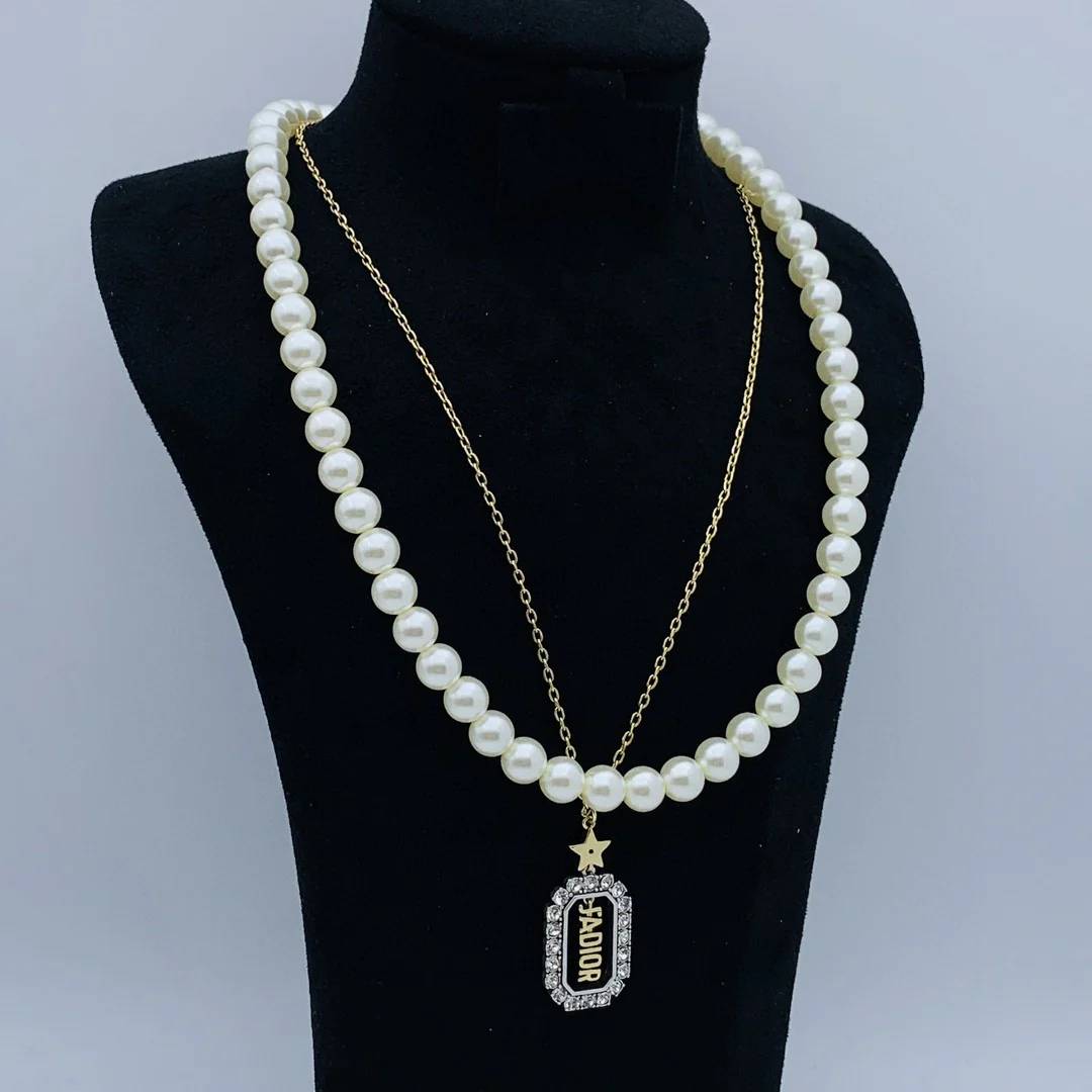 CDN148 High quality Double-deck Pearl CD Pendant Necklace - ccjewelryacc