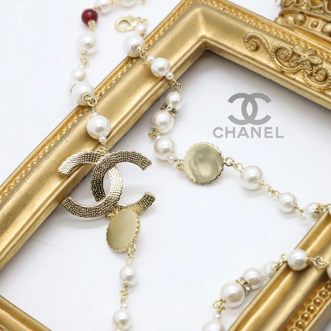 CCL026 High Quality CC Pearl Long Chain Necklace Pearl Sweater Chain - ccjewelryacc