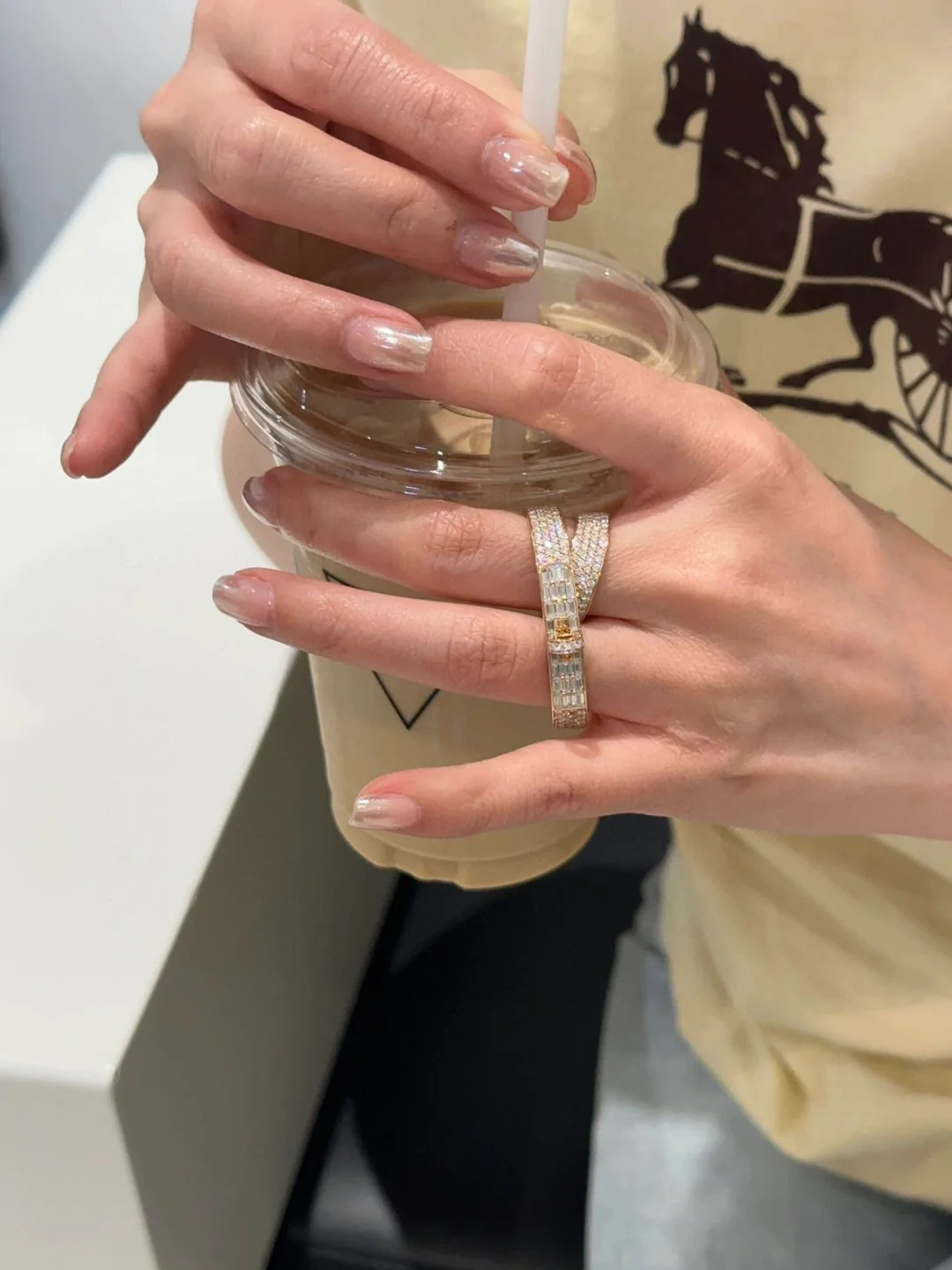 HMRS002 S925 Sterling Silver Kelly Gavroche Double rings - ccjewelryacc