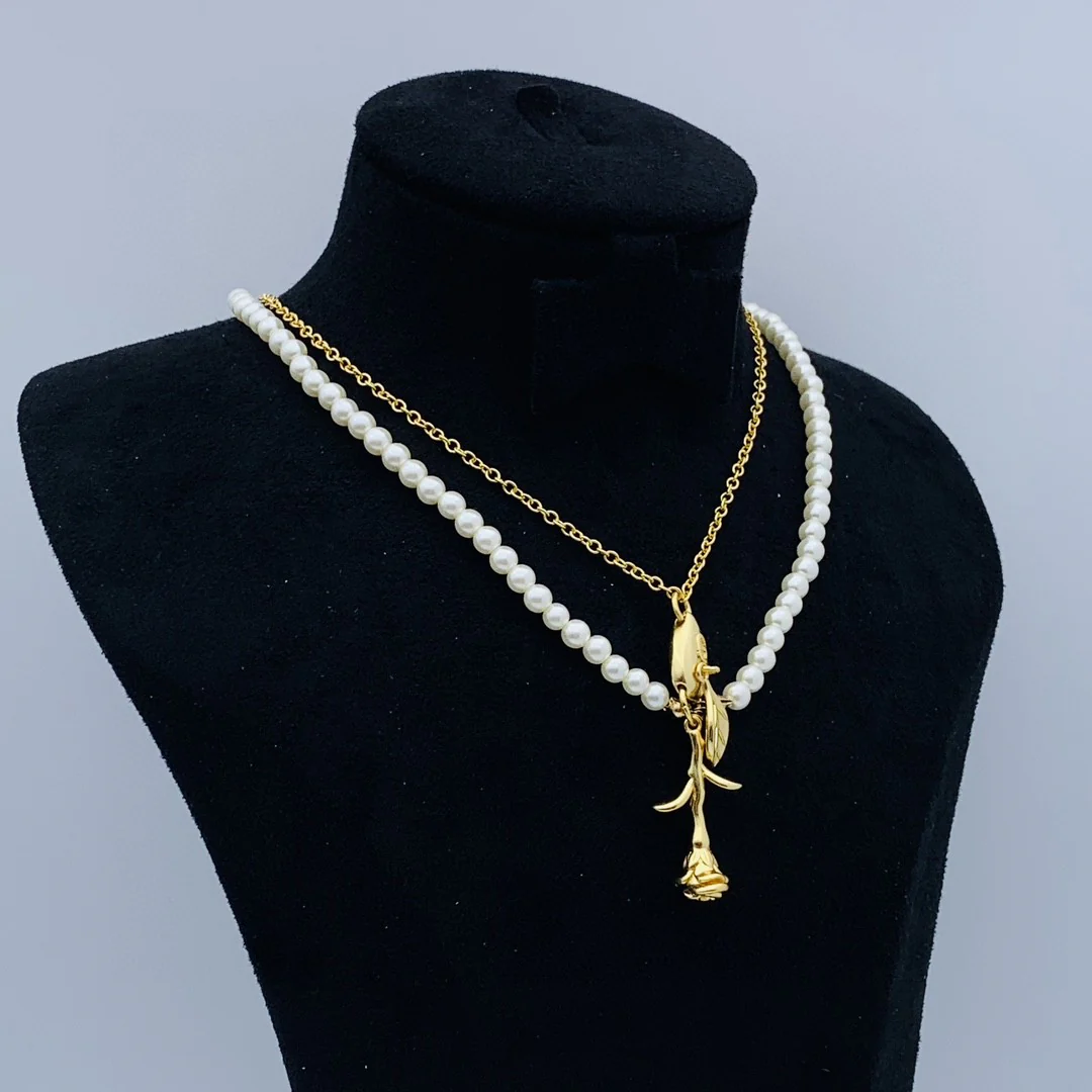 CDN143 High quality Double-deck Pearl CD Pendant Necklace - ccjewelryacc