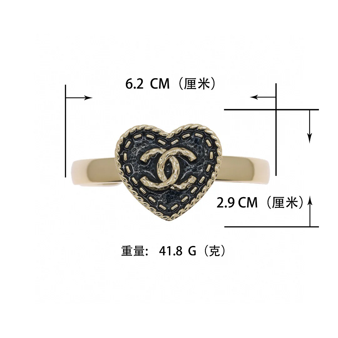 CCS087 Chanel Denim finish heart bangle bracelet - ccjewelryacc