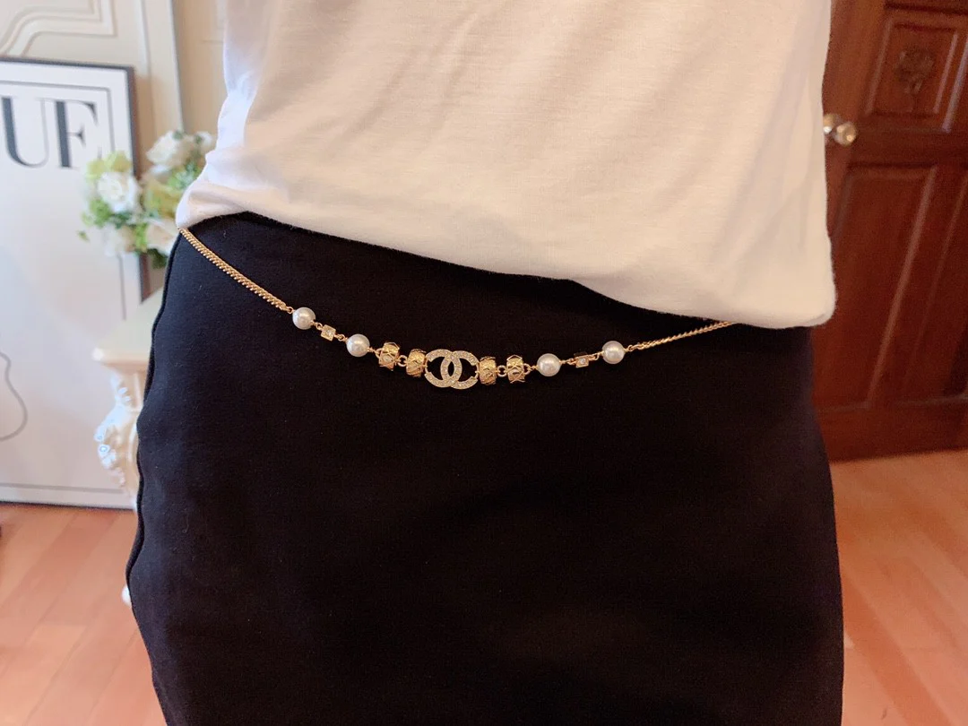 CCW044 Vintage Diamond pearl CC Waist chain Sweater chain - ccjewelryacc