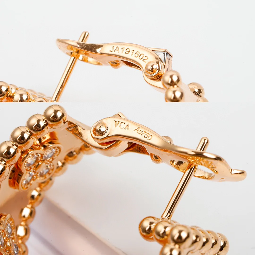 VCES001 S925 Sterling Silver and diamond Perlee clovers hook Earring clip - ccjewelryacc