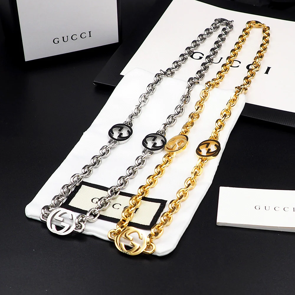 GGN033 Interlocking GG Chain Necklace 3 motif - ccjewelryacc