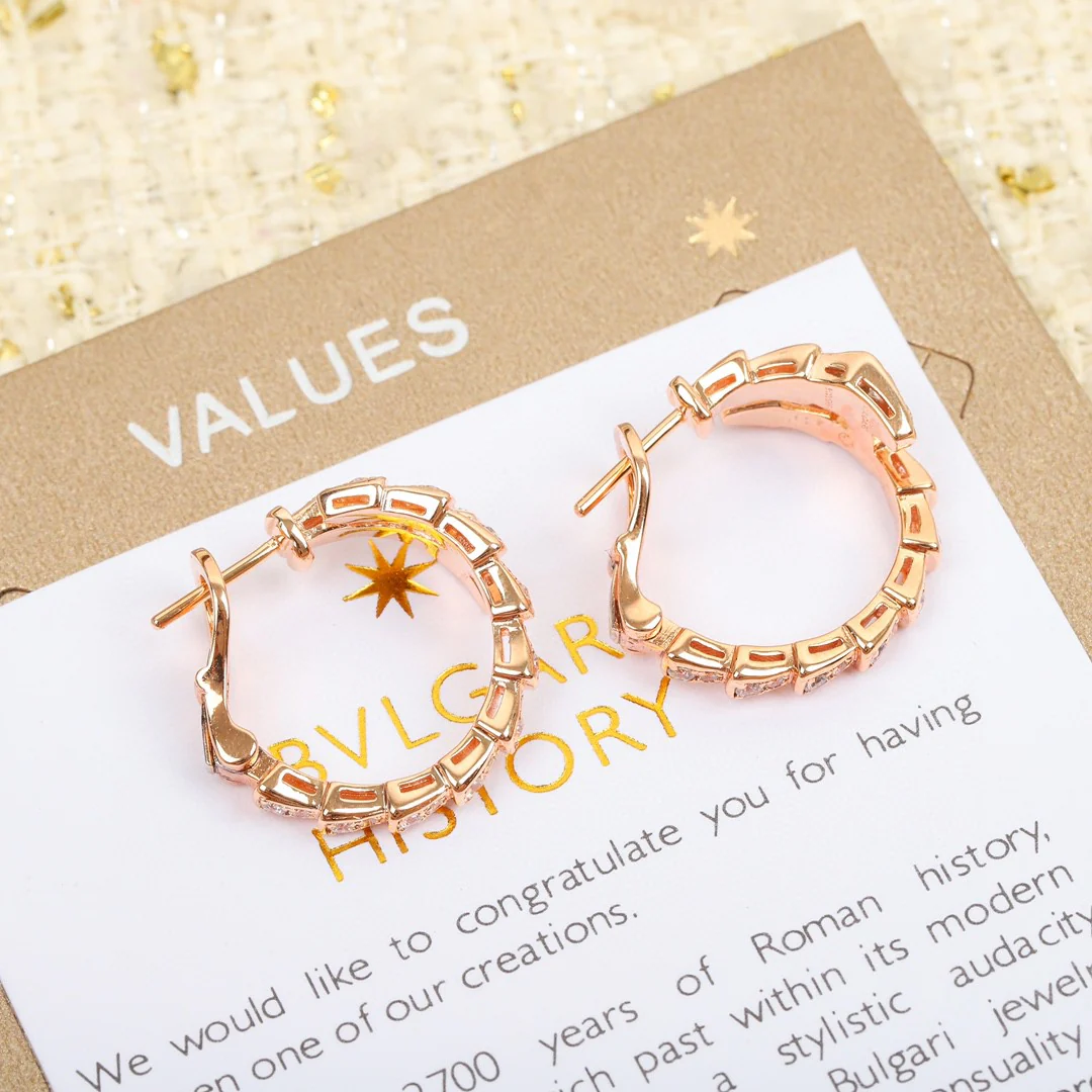 BGES001 S925 Sterling Silver diamond serpenti viper earrings clip - ccjewelryacc