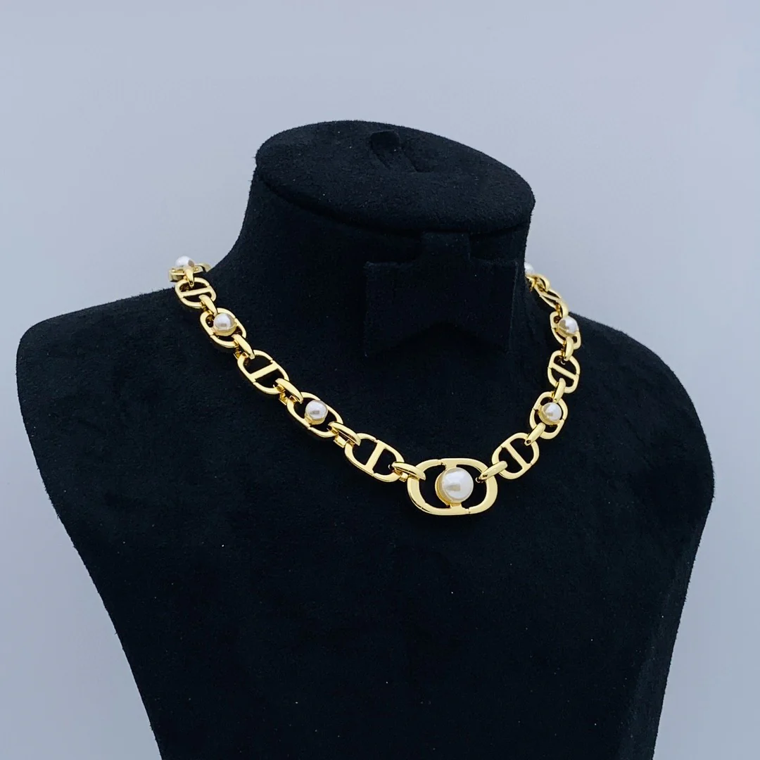 CDN147 High quality Pearl CD Choker Necklace - ccjewelryacc