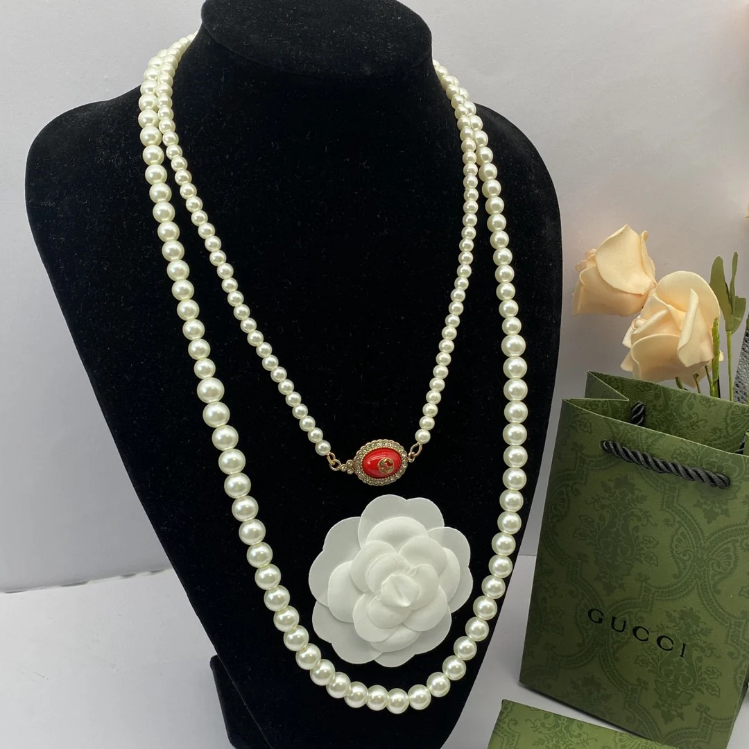 Top quality luxury designer Pearl Sweater Necklace for women GGL001R - ccfashionjewelry