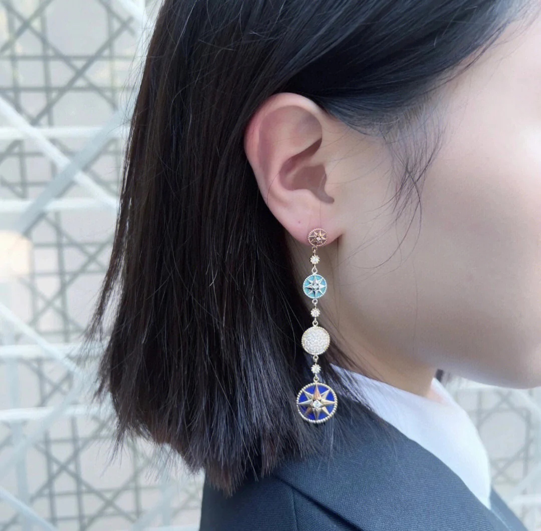 CDEV006 18k Gold Dior ROSE DES VENTS Drop Earrings - ccjewelryacc