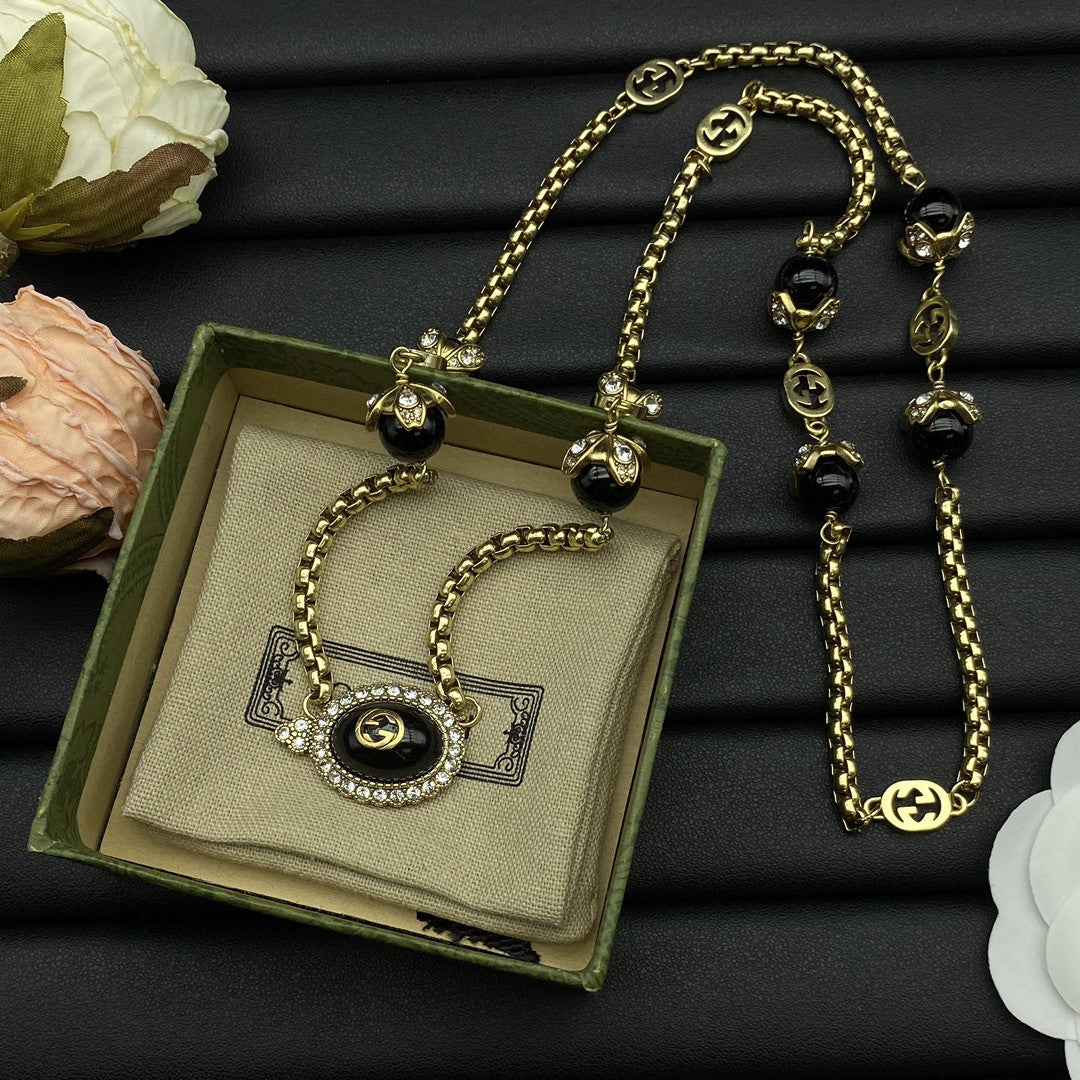 Top quality luxury designer women Pearl Sweater chain GGL003B - ccjewelryacc