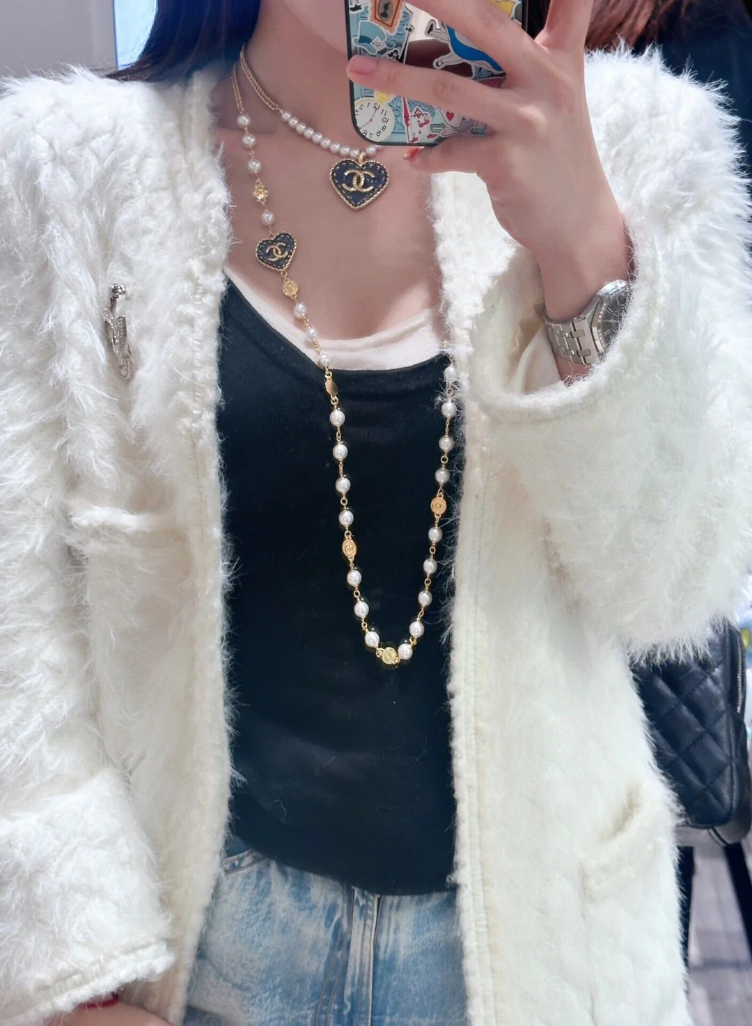 CCL331 24P Cowboy Jeans Heart CC sweater necklace CC long chain - ccjewelryacc