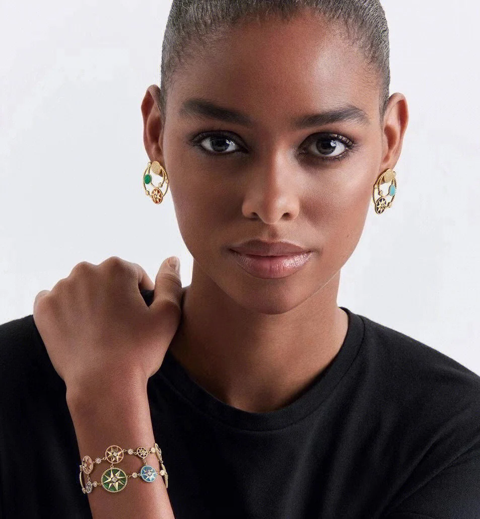 CDEV005 18K Gold Dior ROSE DES VENTS earrings - ccjewelryacc