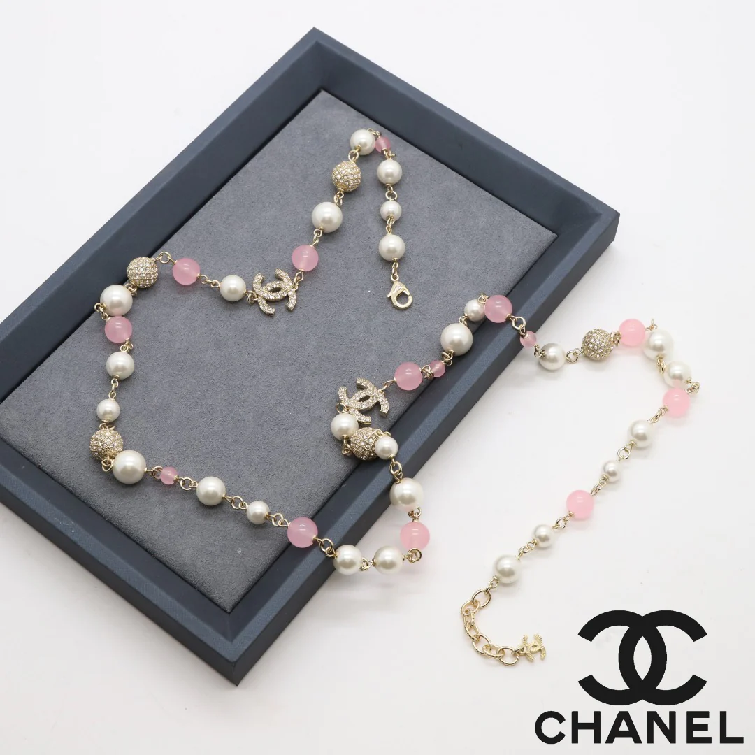 CCL020 High Quality CC Pearl Long Chain Necklace Pearl Sweater Chain - ccjewelryacc