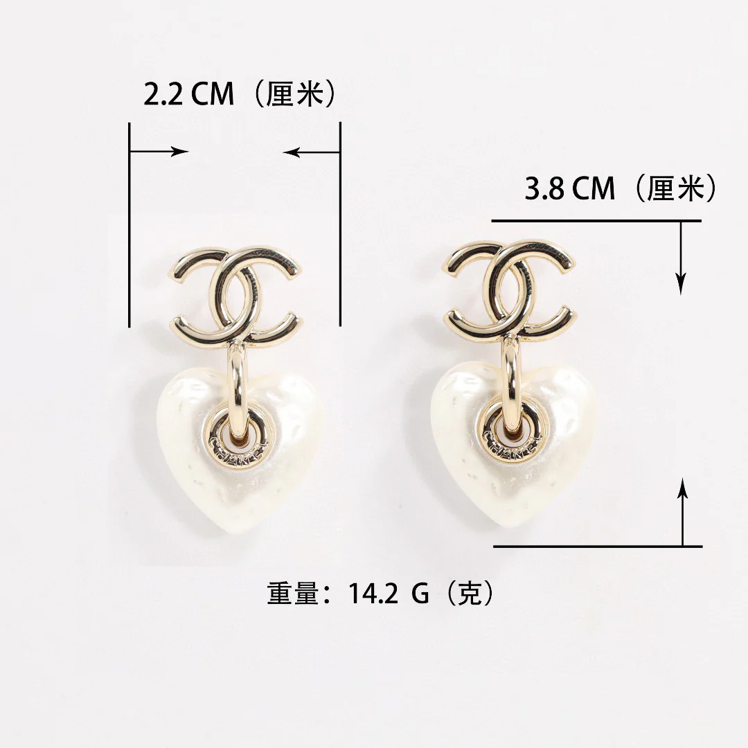 CCE645 White Resin heart with metal cc logo hook earring - ccjewelryacc