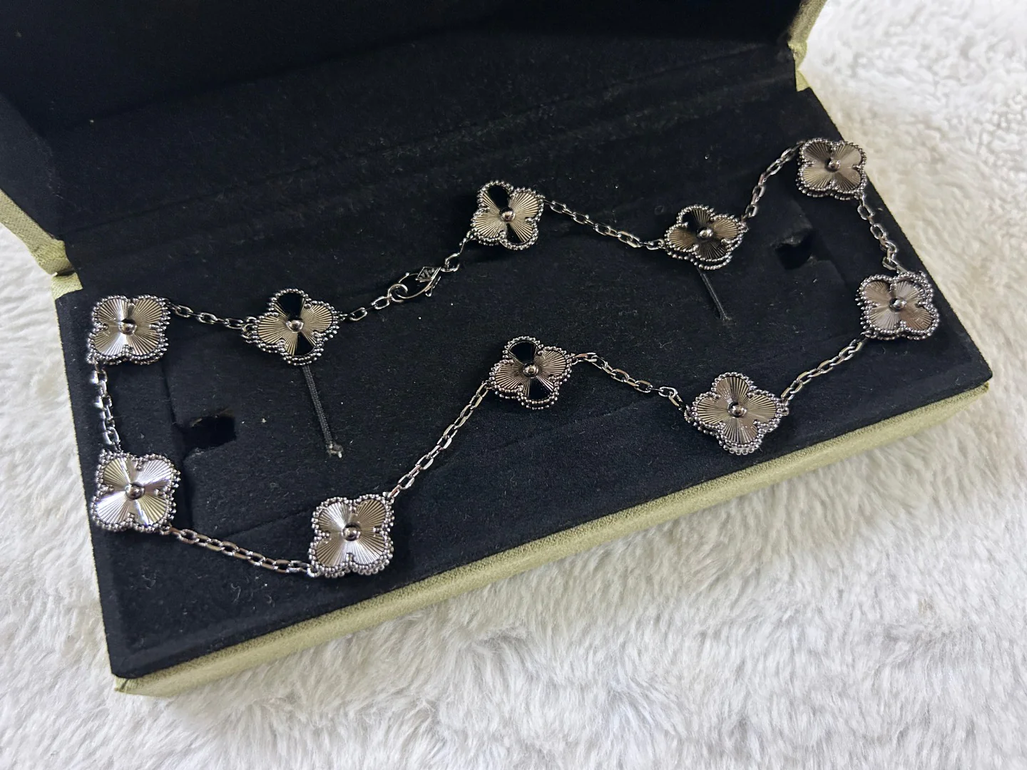 VCT003 High quality VCA Black Laser Clover Jewelry Set Necklace Brecelet for women - ccjewelryacc