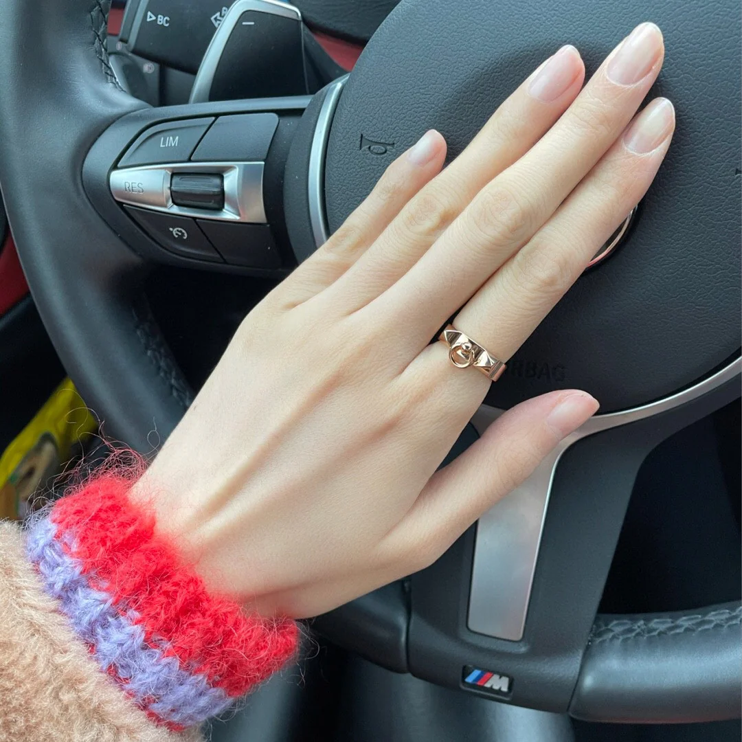 HMRS003 S925 Sterling Silver Collier de chien ring, small model - ccjewelryacc