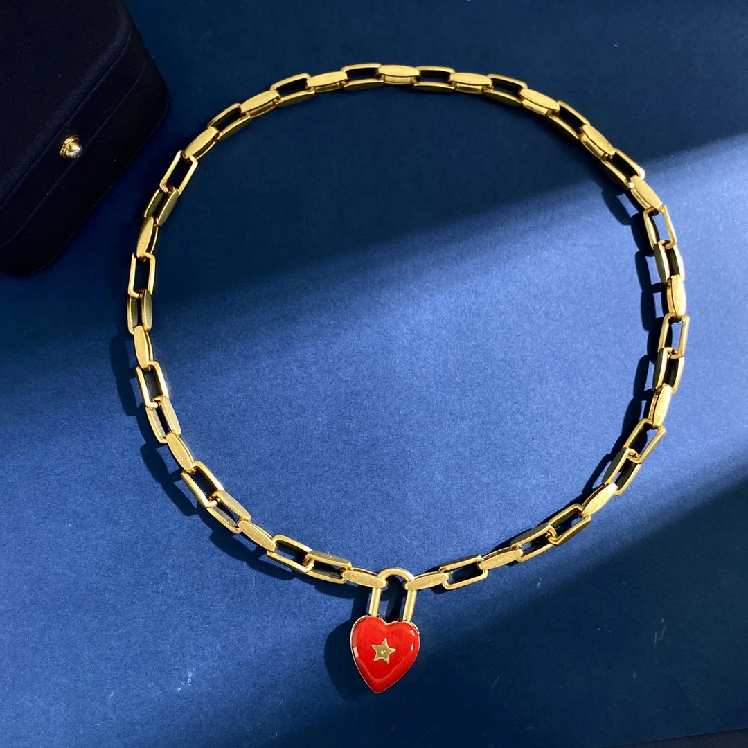 CDN311 High Quality Designer CD Red Heart Pendant Necklace for Women - ccjewelryacc