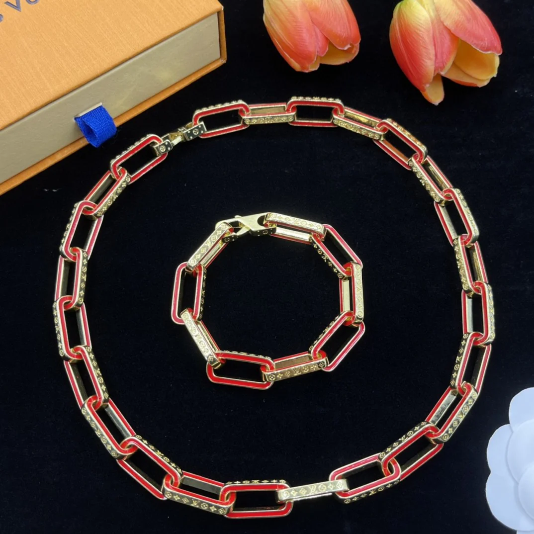 High Quality Luxury Designer Jewelry Set Women Choker Necklace Bracelet LVT004 - ccfashionjewelry