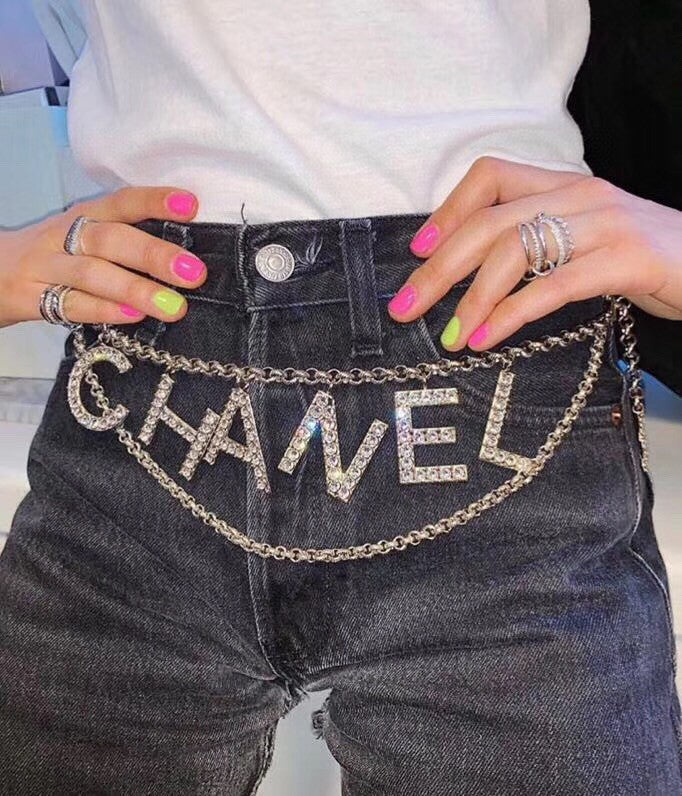 CCW032 Full rhinestone letters Waist chain belt - ccjewelryacc