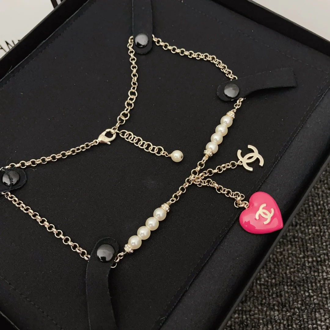 CCN009 CC Pink Heart Necklace earring bracelet collection - ccjewelryacc