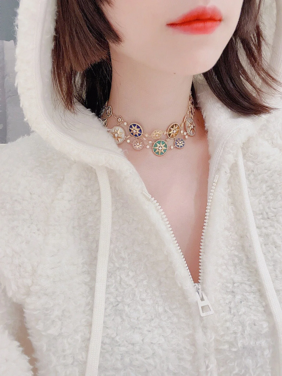 CDN309 V Gold CD ROSE DES VENTS Choker Necklace for Women - ccjewelryacc