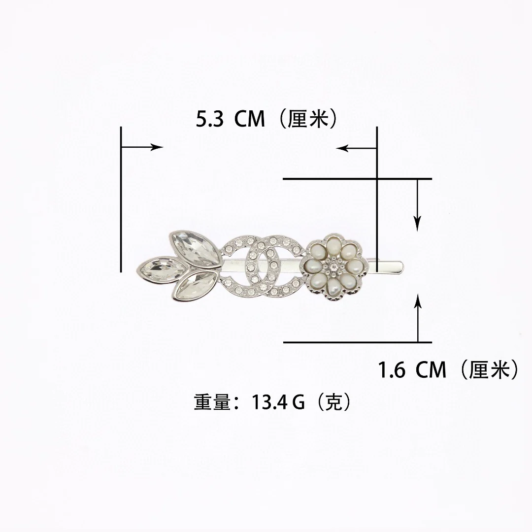 CCH032 Crystal and pearl plum blossom Flower with CC logo hair jewelry hair clip hair accessories - ccjewelryacc