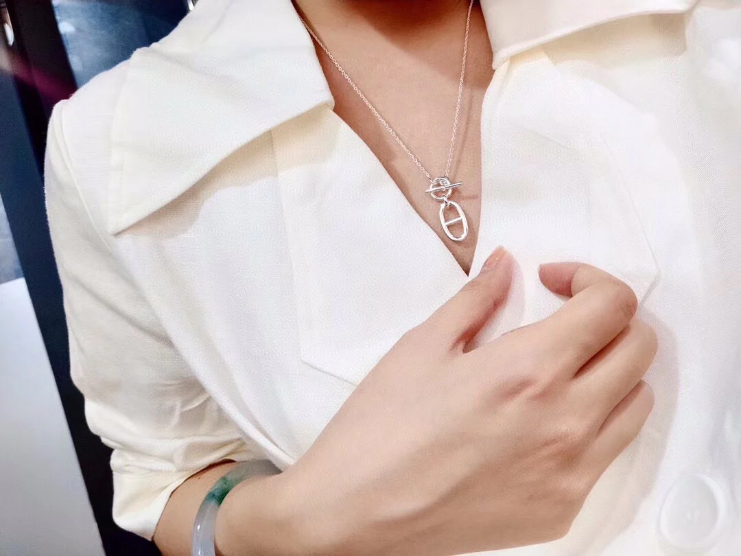 HMNS015 S925 Silver Pig nose Chaine d'ancre pendant Necklace - ccjewelryacc