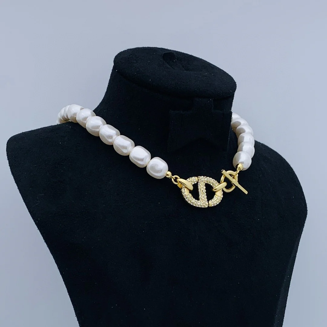 CDN153 High quality Pearl CD Choker Necklace - ccjewelryacc