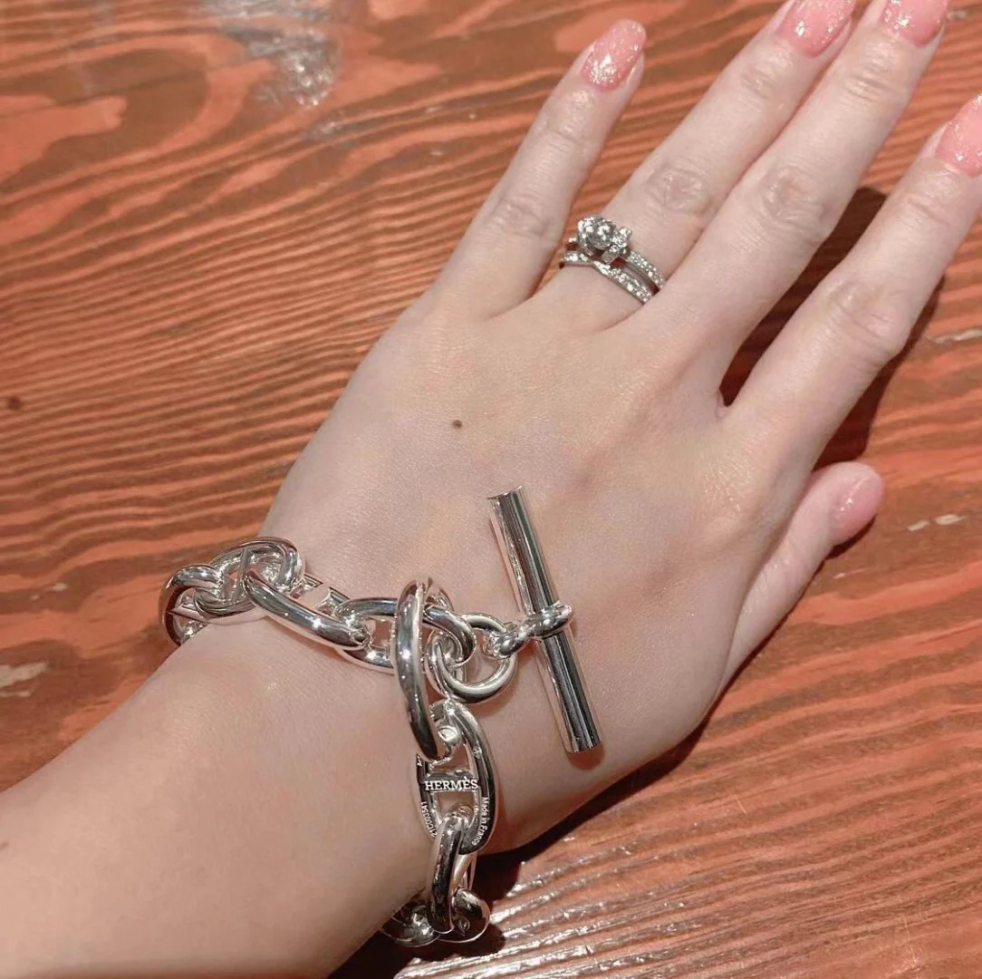 HMSS008 S925 Sterling Sliver Chaine d'ancre bracelet, large model - ccjewelryacc