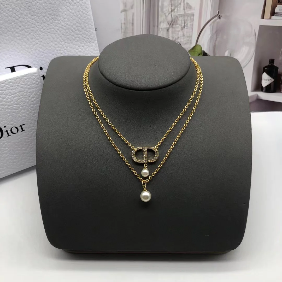 CDN182 High quality CD Double chain Pendant Necklace - ccjewelryacc