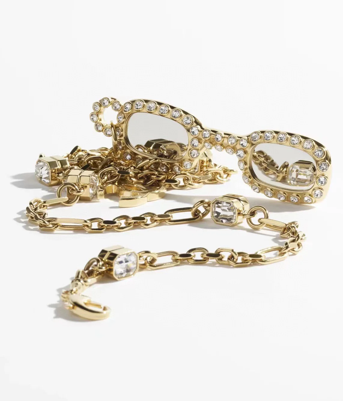 CCL341 CC 6 square zircon Charm Magnifying Glasses long necklace - ccjewelryacc