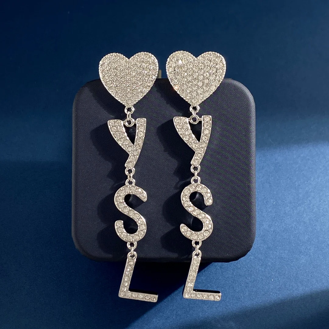 YYE004 YVES Opyum heart earrings clip in metal and crystal - ccjewelryacc