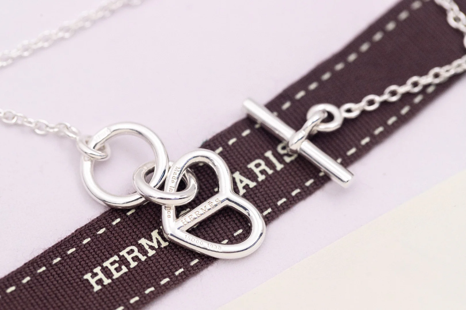 HMNS016 S925 Silver Chain D'Ancre heart pendant necklace - ccjewelryacc