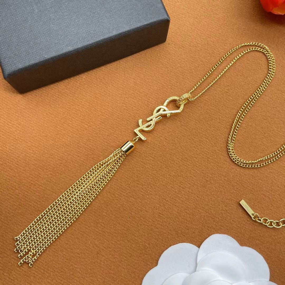YYN003 CASSANDRE tassel necklace in metal - ccjewelryacc