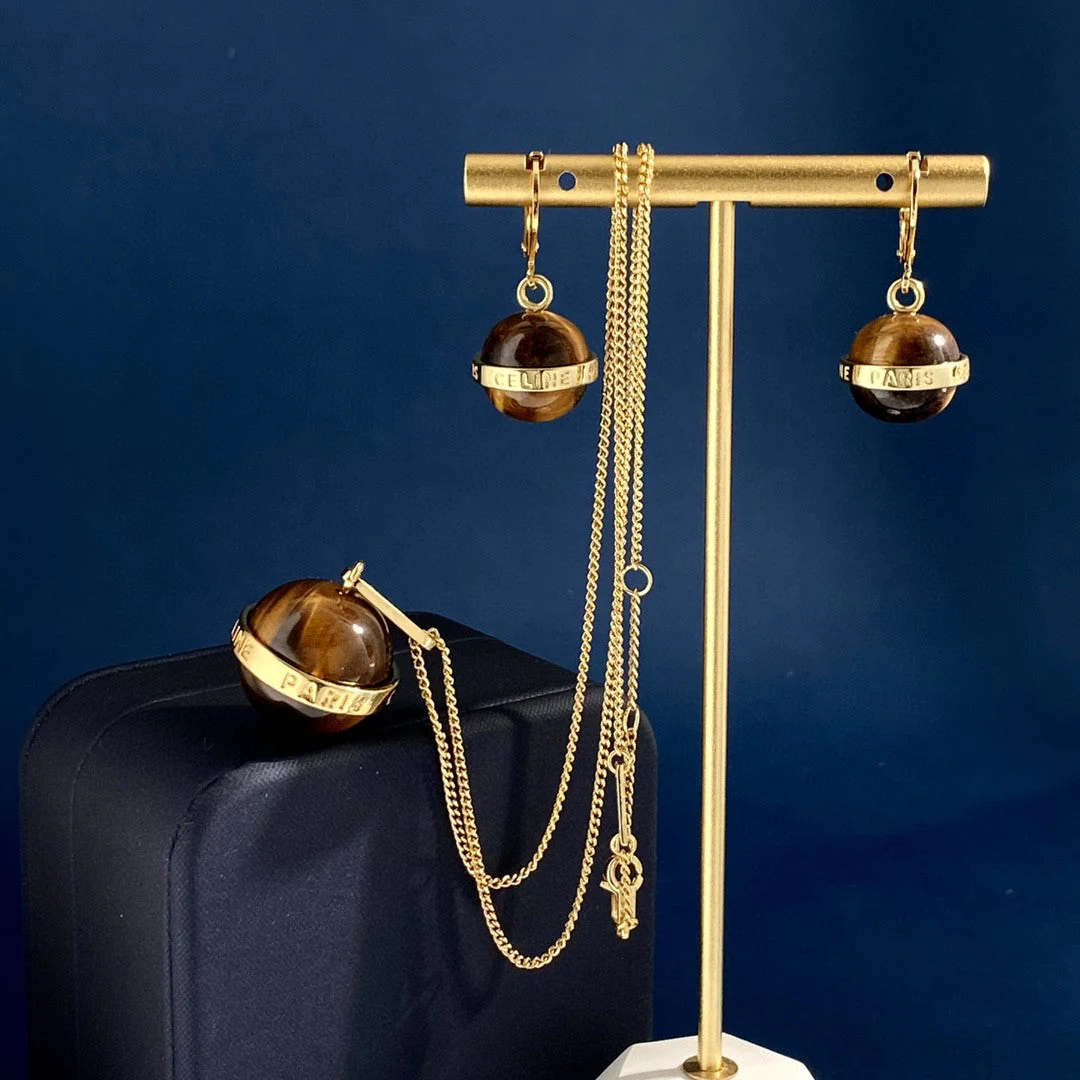 CLN010 High quality Gold Tiger-eye Necklace for women Earring - ccjewelryacc