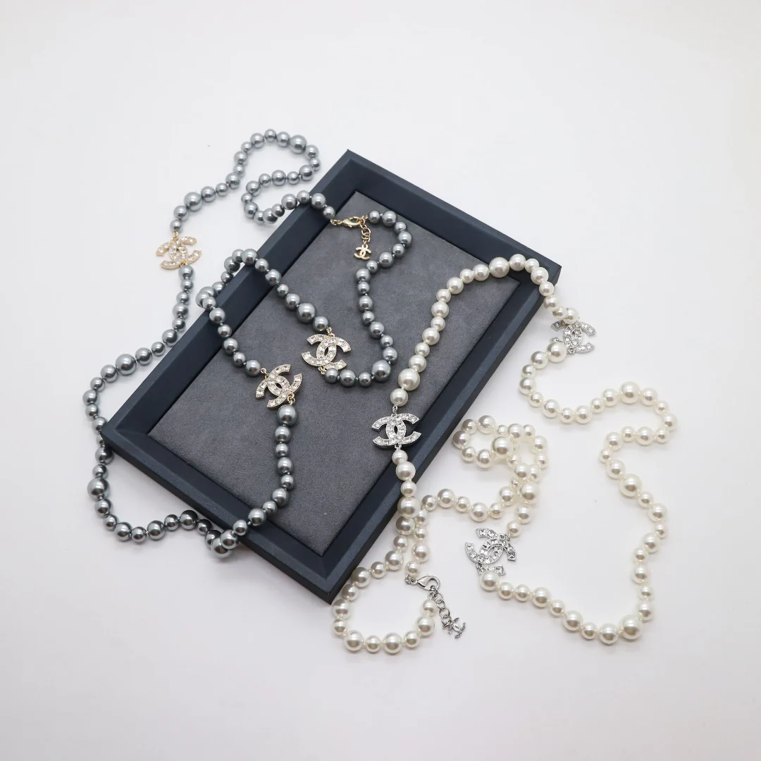 CCL010 High quality CC Pearl Long Chain Necklace Pearl sweater chain - ccjewelryacc