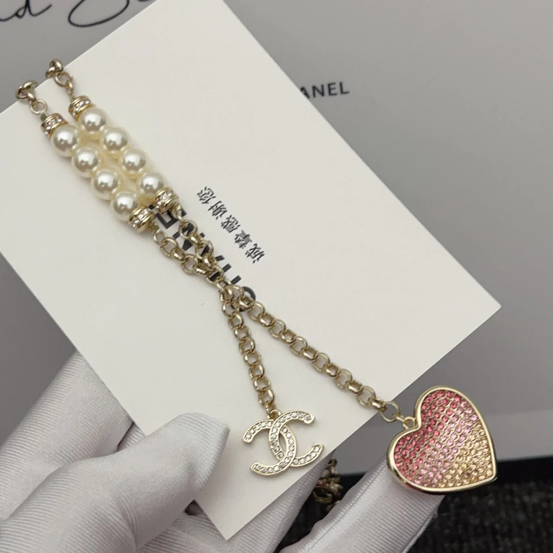 CCN009 CC Pink Heart Necklace earring bracelet collection - ccjewelryacc