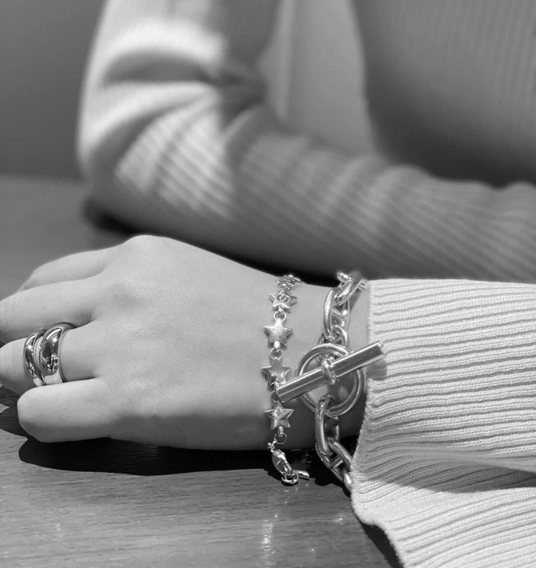 HMSS008 S925 Sterling Sliver Chaine d'ancre bracelet, large model - ccjewelryacc