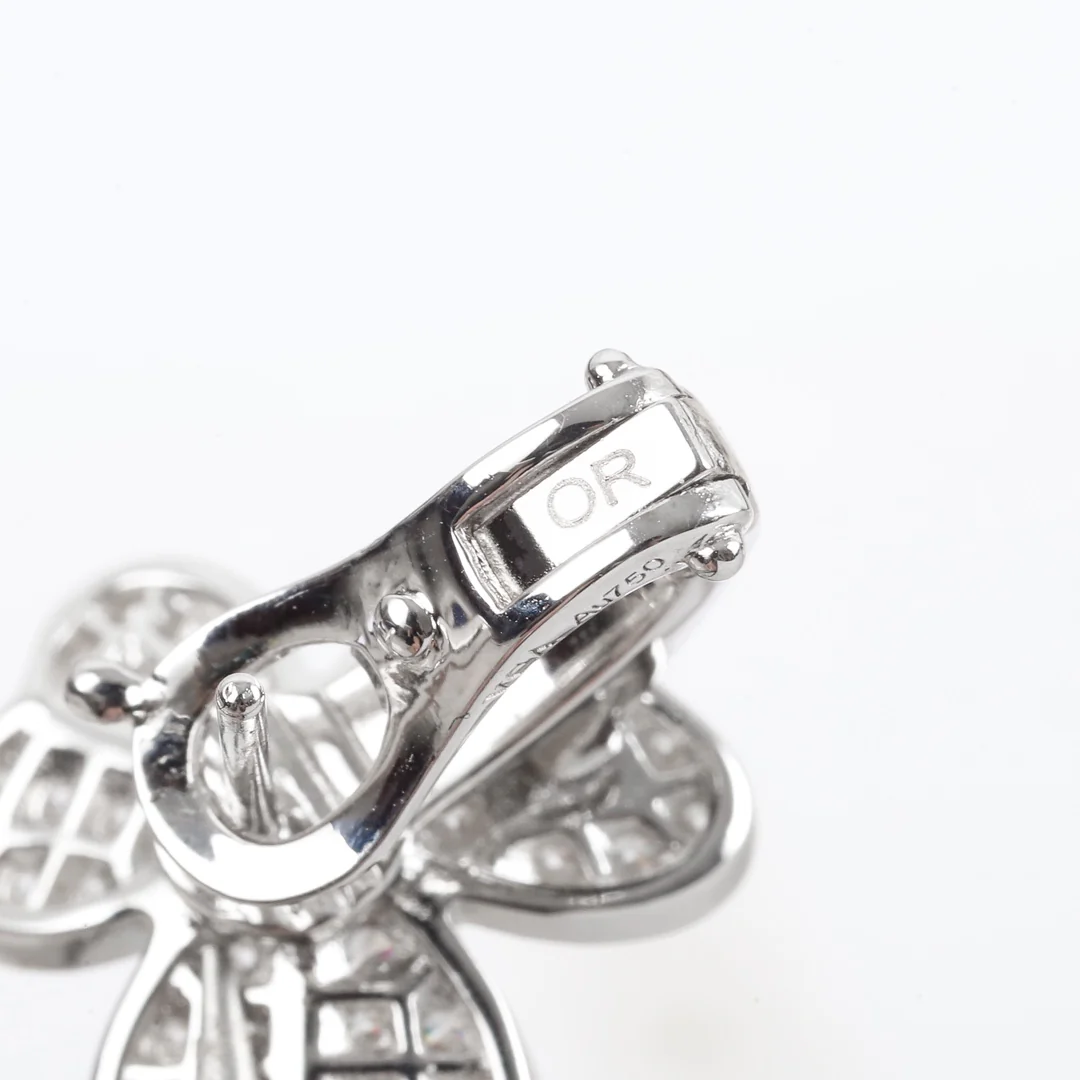 VCES003 S925 Sterling Silver Full diamond Clover ear buckle Frivole earrings clip small model - ccjewelryacc