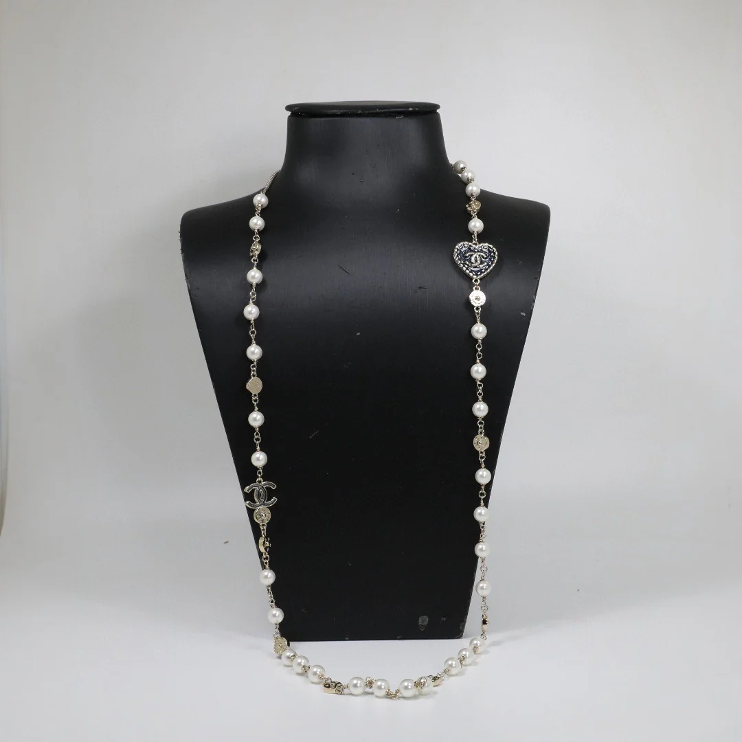 CCL331 24P Cowboy Jeans Heart CC sweater necklace CC long chain - ccjewelryacc