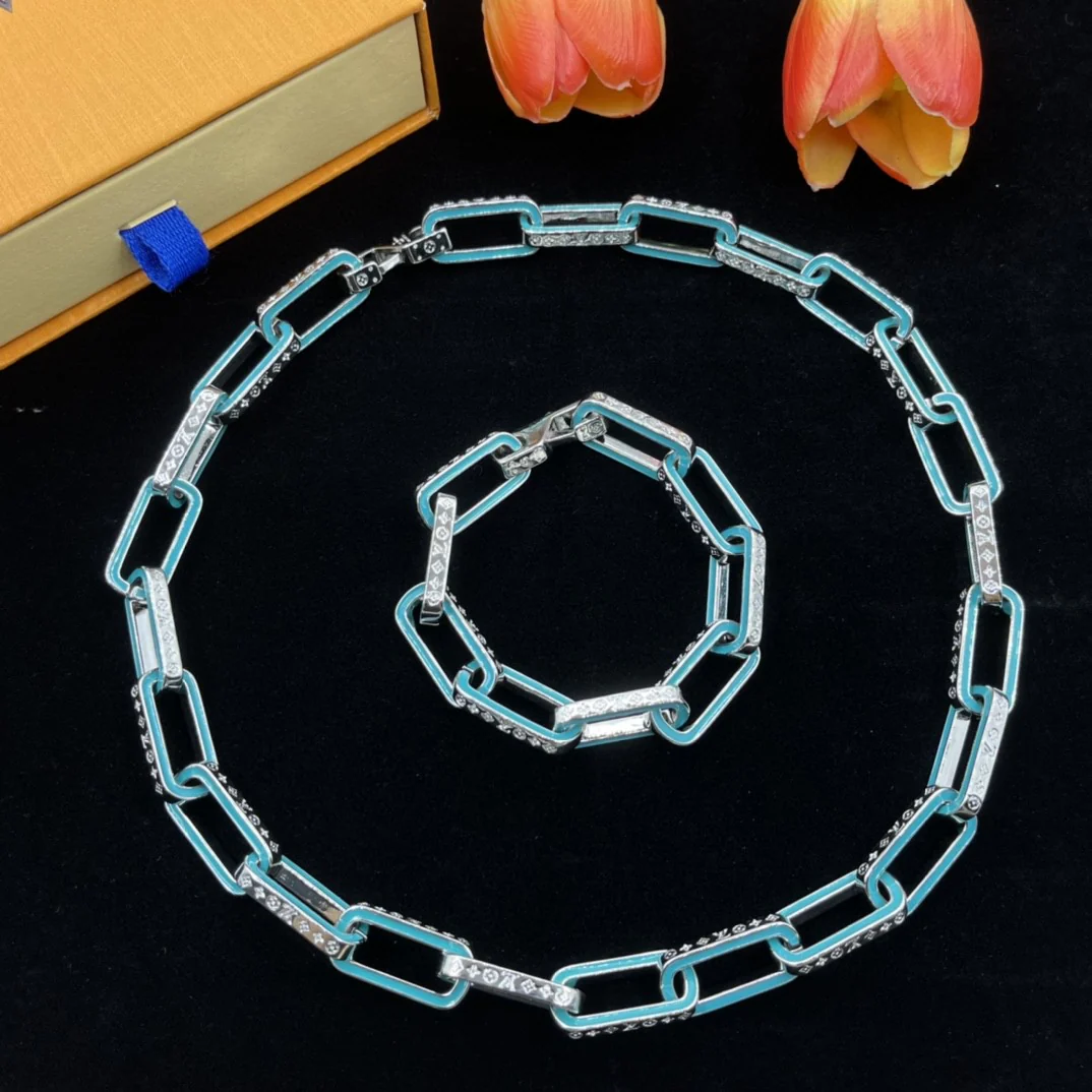 High Quality Luxury Designer Jewelry Set Women Choker Necklace Bracelet LVT005 - ccfashionjewelry