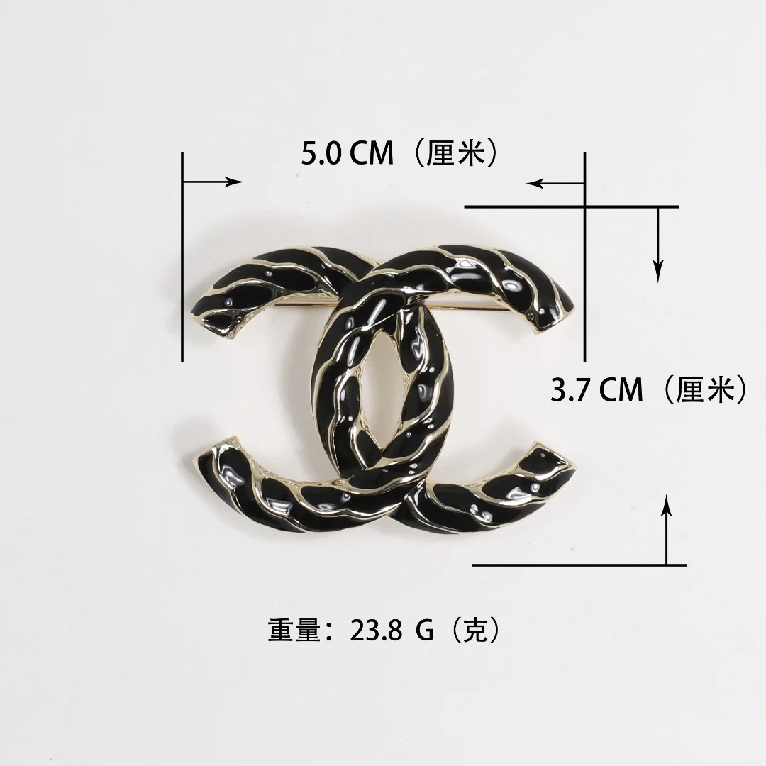 BCB329 24p black twisted enamel Coco cc Brooch Pins - ccjewelryacc