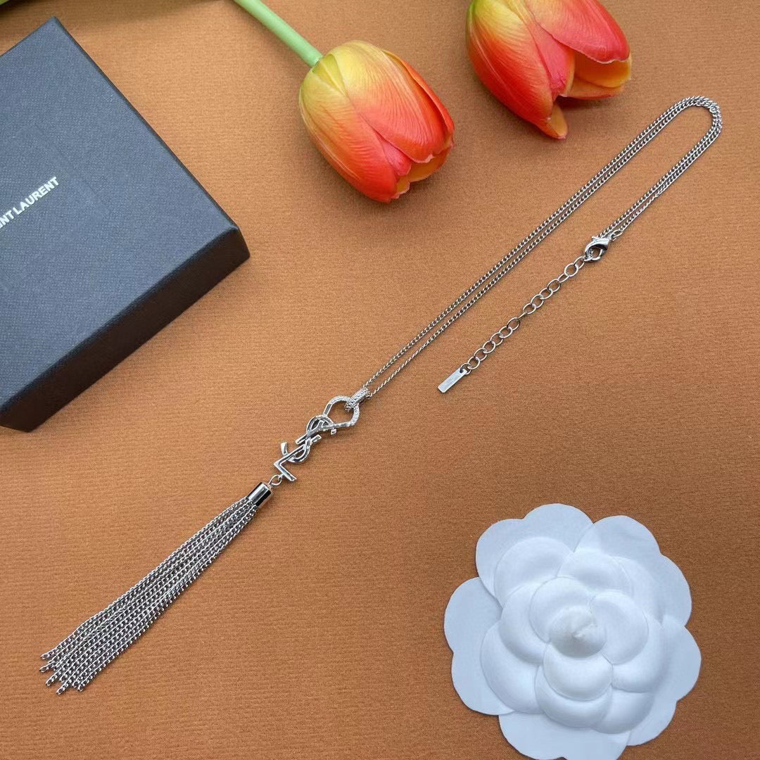 YYN003 CASSANDRE tassel necklace in metal - ccjewelryacc