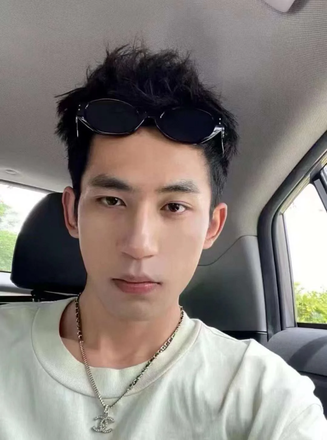 CCN070 Metal and leather chain with crystal cc logo pendant Necklace - ccjewelryacc