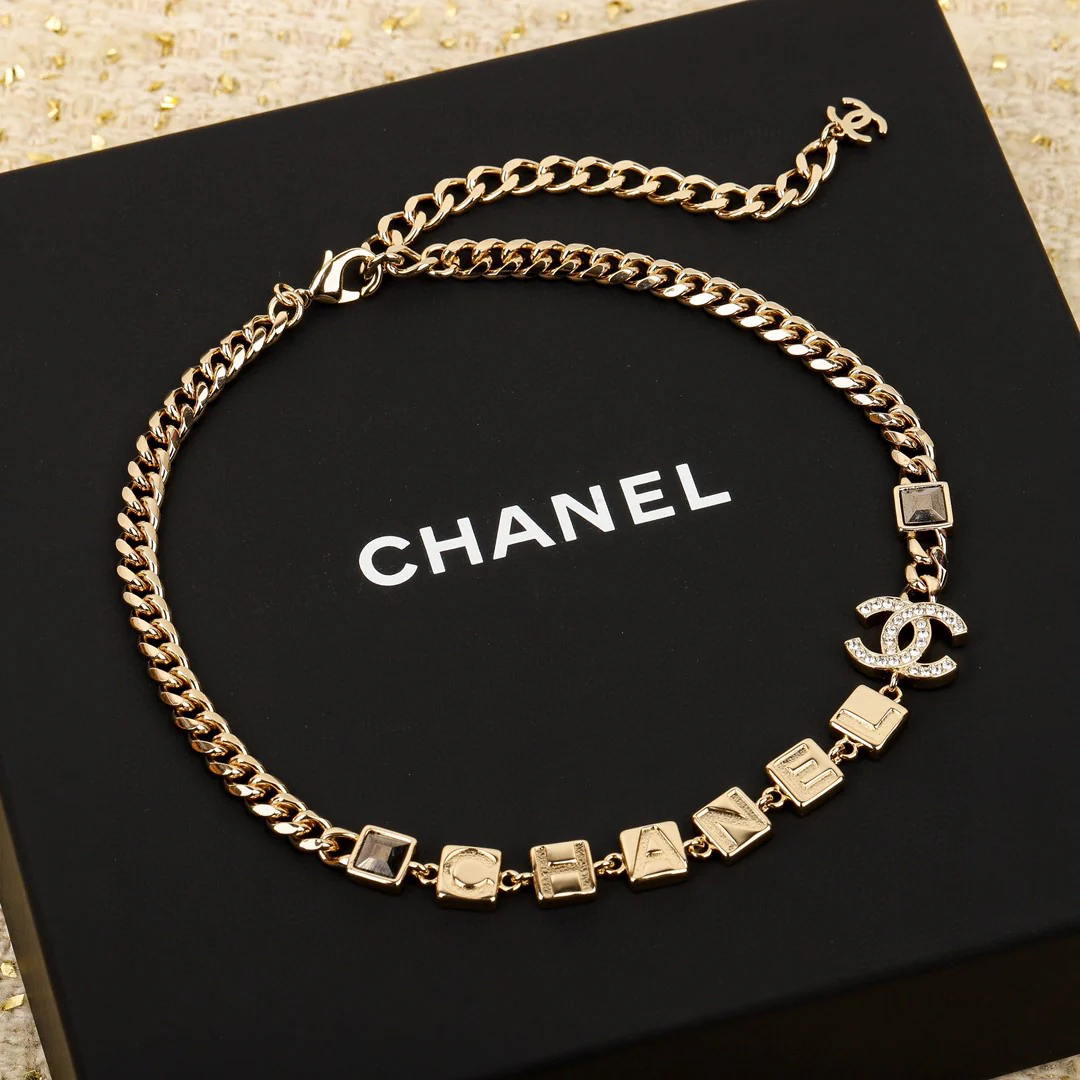 CCN069 Metal letter CC Choker Necklace - ccjewelryacc