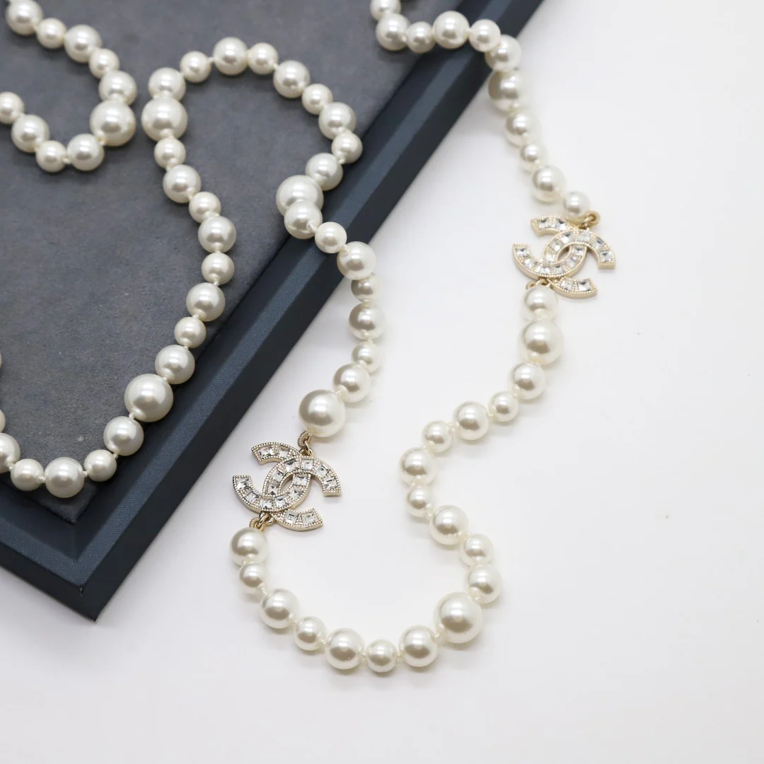 CCL010 High quality CC Pearl Long Chain Necklace Pearl sweater chain - ccjewelryacc