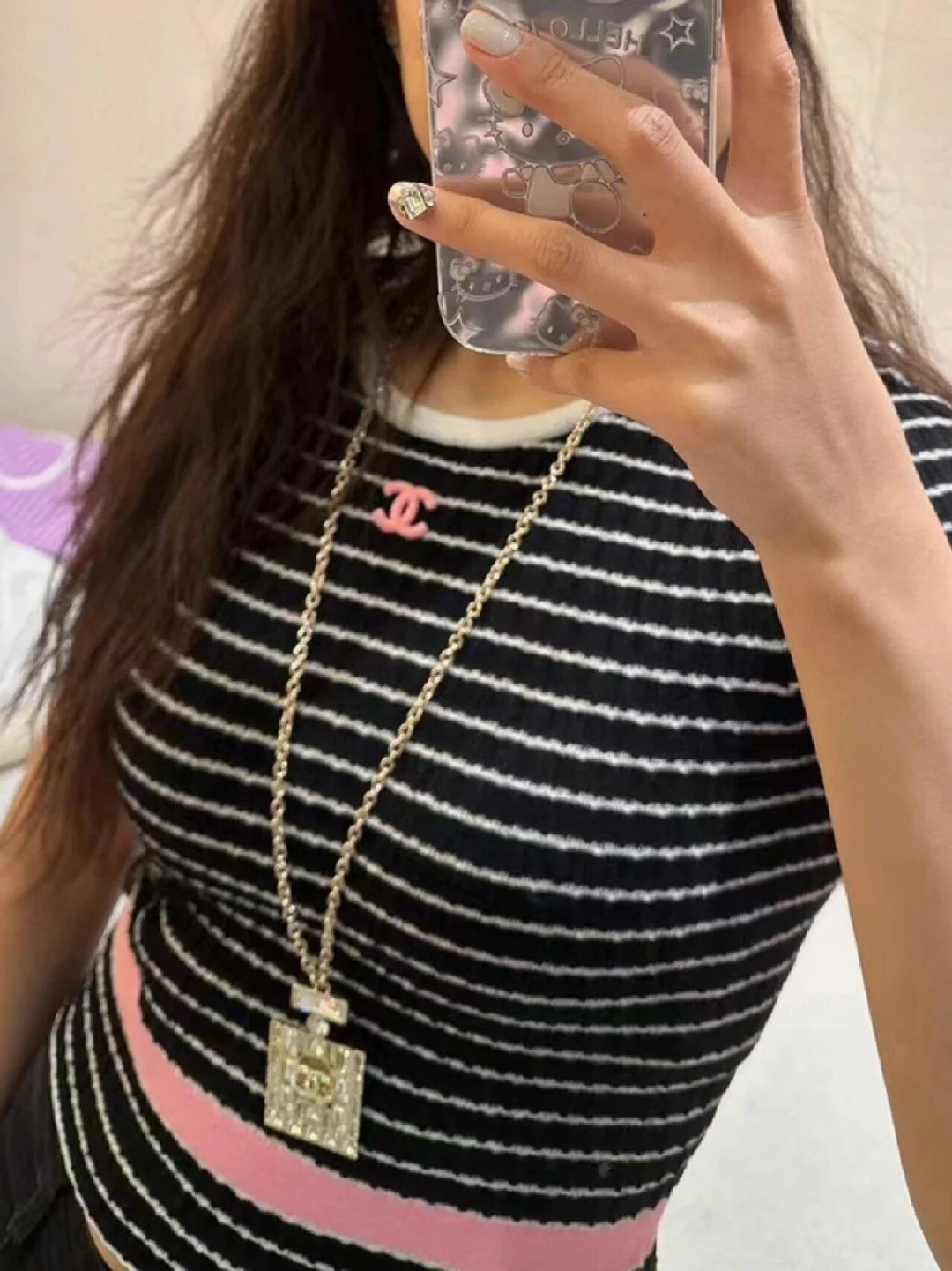 CCN050 Chanel Perfume bottle Pendant Necklace With Crystal - ccjewelryacc