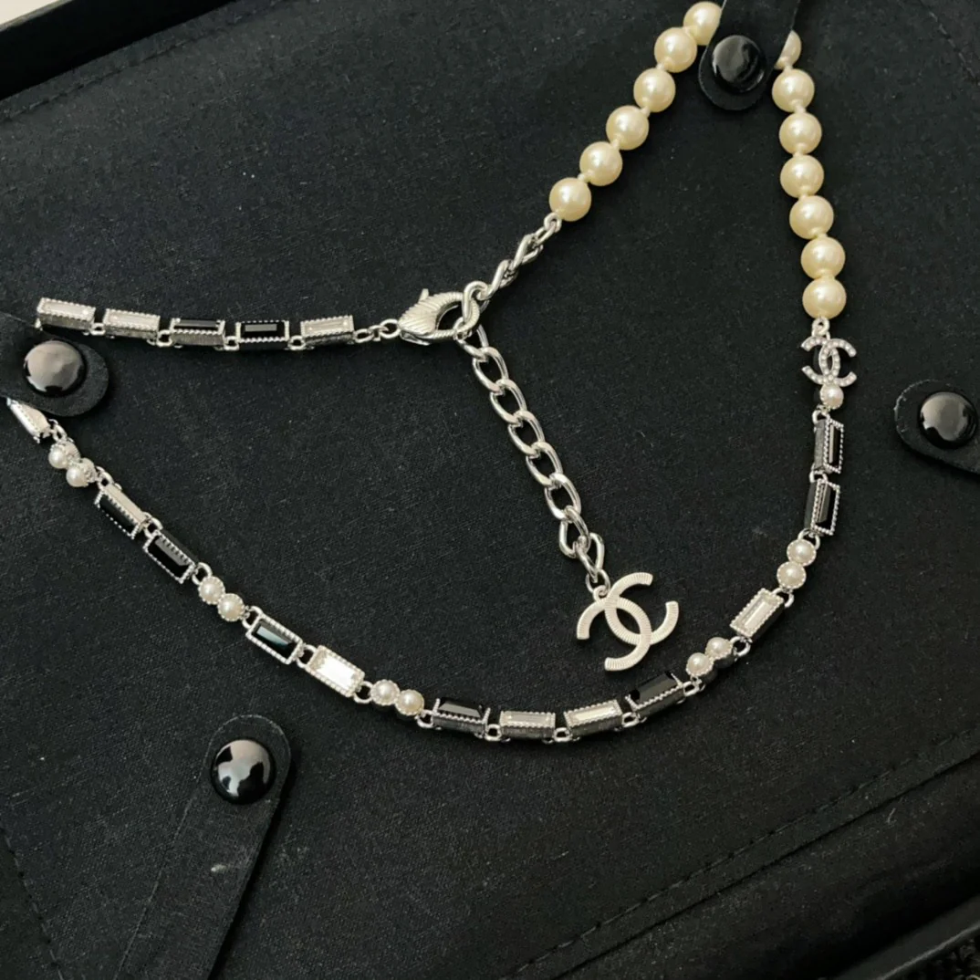 CCN003 23K CC Choker Necklace Silver Black - ccjewelryacc